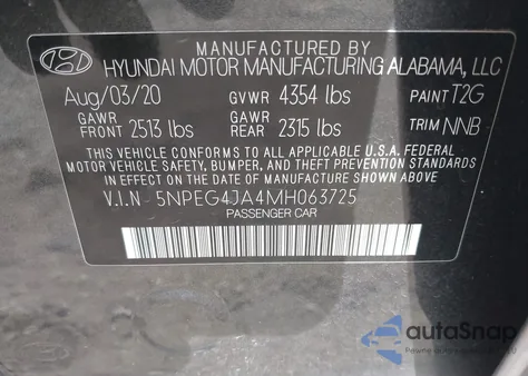 2021 Hyundai Sonata Se z USA, uszkodzony, nr VIN 5NPEG4JA4MH063725